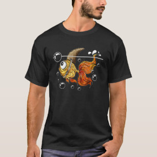 Camiseta Pez con traje de pez de aleta dorsal falsa Burbuja