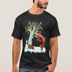 Camiseta Pez Crappie Luces de árbol de Navidad Sombrero de