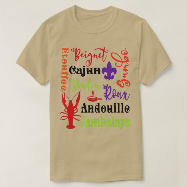 Camiseta Pez crudo Beignet Gumbo Jambalaya Metro Bayou Funn (Diseño del anverso)