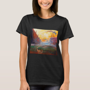 Camiseta Pez cruzando - los peces vuelan sobre el callejón