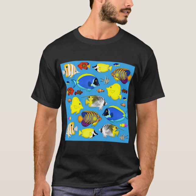Camiseta pez de arrecife 4 (fondo azul) (Anverso)