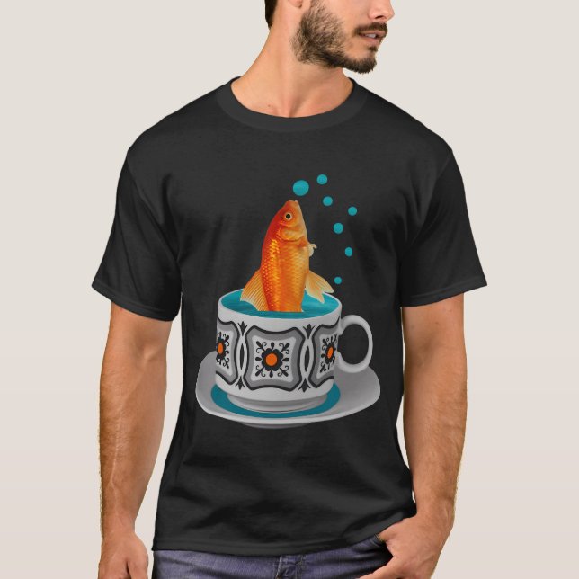 Camiseta Pez de colores en la taza (Anverso)