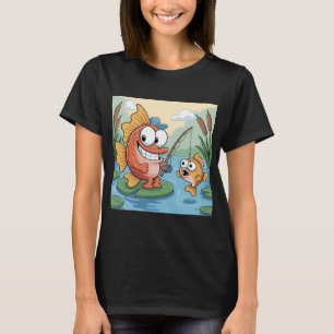 Camiseta Pez de dibujos animados de pesca divertida – Pon d