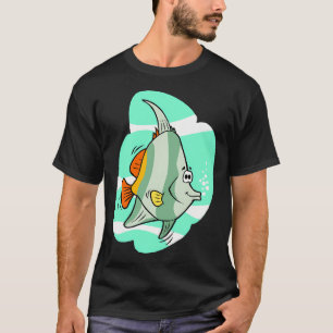 Camiseta Pez de dibujos animados tropicales turquesa