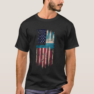 Camiseta Pez de la bandera americana Pescador de peces dive