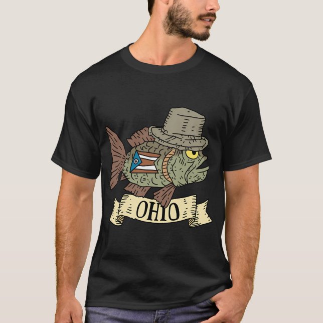 Camiseta pez de ohio con sombrero. (Anverso)