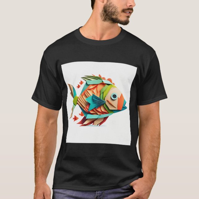 Camiseta Pez de origami colorido (Anverso)
