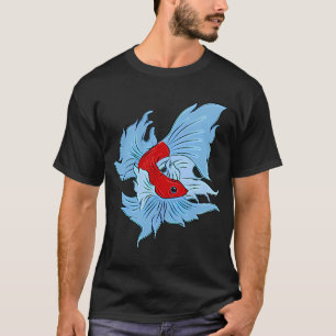 Camiseta Pez de pelea siamés en rojo y azul