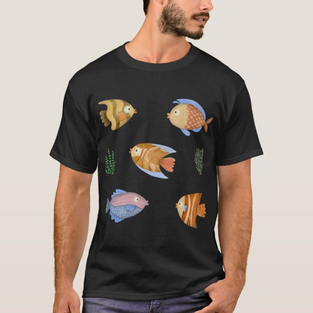 Camiseta Pez de vida marina acuarela (Anverso)
