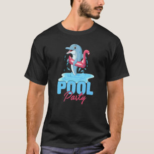 Camiseta Pez delfín que lleva flotador de flamenco rosa Ver