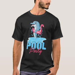 Camiseta Pez delfín que lleva flotador de flamenco rosa ver