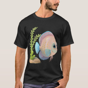 Camiseta Pez Disco Colorido Cerca de Plantas