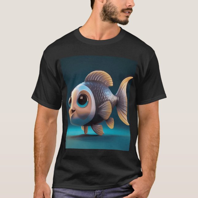 Camiseta Pez divertido adorable en 3D (Anverso)