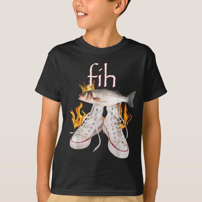 Camiseta Pez Divertido Con Ortografía Incorrecta Fih Scute  (Anverso)