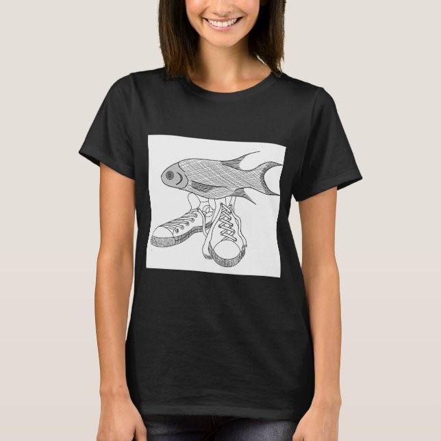 Camiseta Pez Divertido con Zapatos (Anverso)