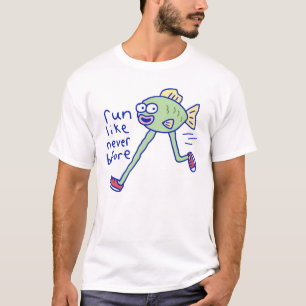 Camiseta Pez Divertido Corriendo Con Piernas