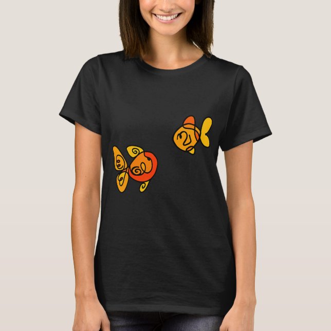 Camiseta Pez dorado arte de línea (Anverso)