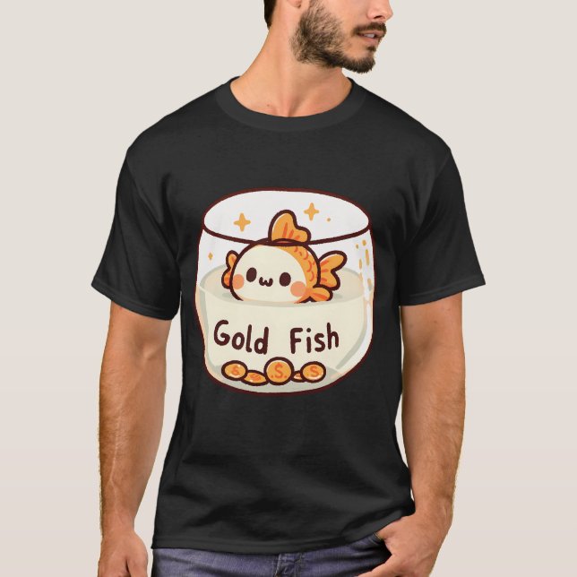 Camiseta Pez dorado en tazón con monedas (Anverso)