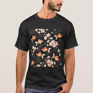 Camiseta Pez dorado Flor de cerezo Acuarela