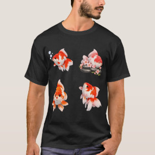 Camiseta Pez dorado Flor de cerezo Rojo Naranja