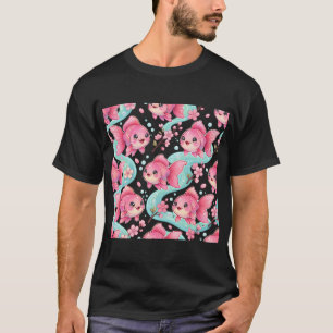 Camiseta Pez dorado flor de cerezo rosa lindo Kawaii