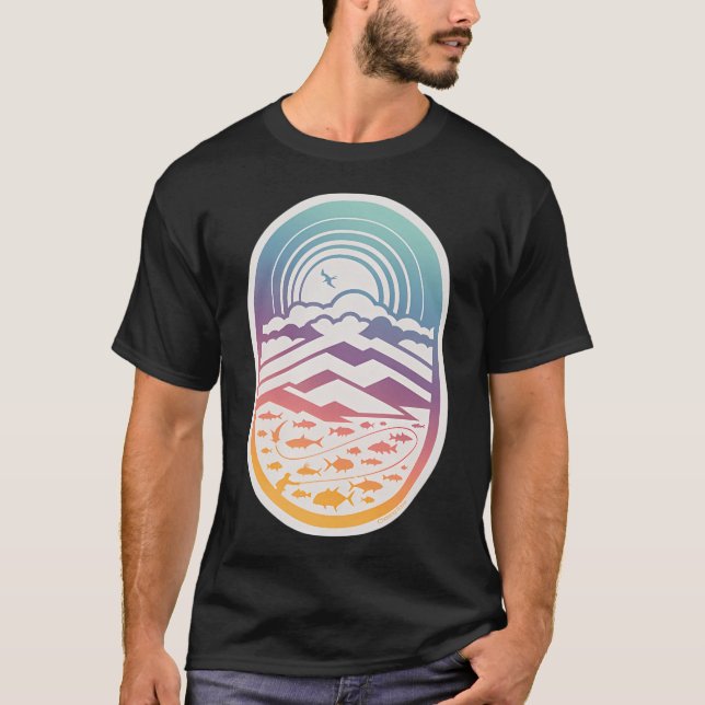Camiseta Pez dorado Kawaii azul (Anverso)