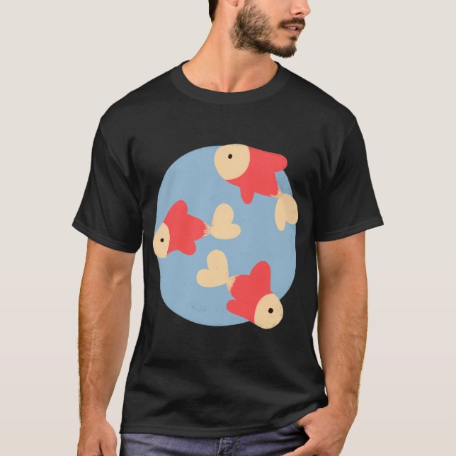 Camiseta Pez dorado nadando minimalista (Anverso)