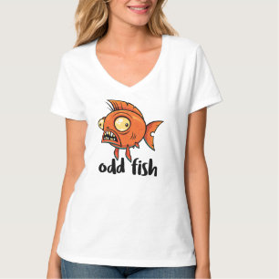 Camiseta Pez Dorado Naranja Divertido y Raro Dibujo Animado