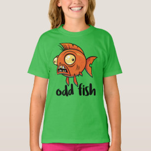 Camiseta Pez Dorado Naranja Divertido y Raro Dibujo Animado