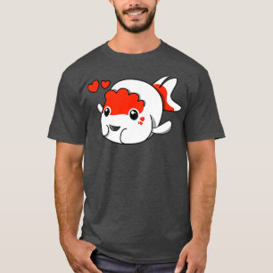 Camiseta pez dorado ranchu león pez rojo y blanco