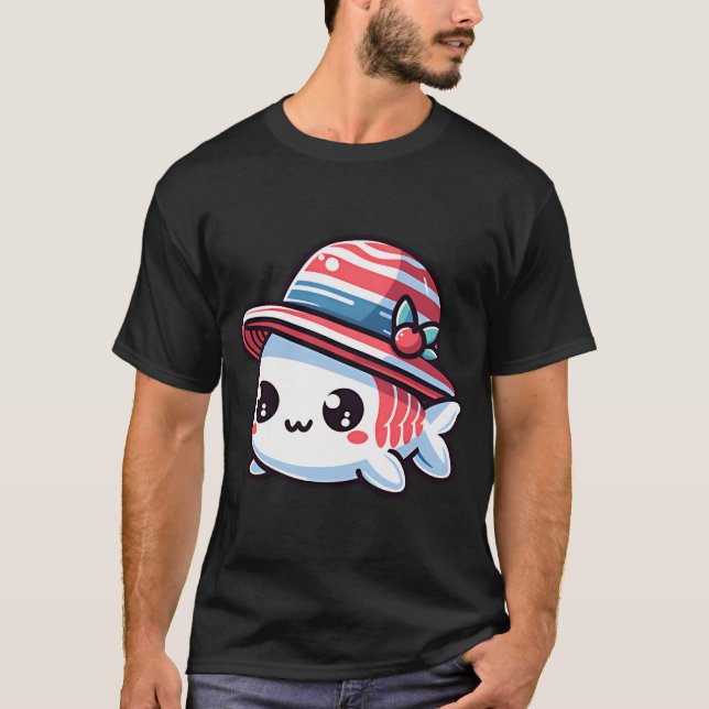 Camiseta Pez elegante con sombrero (Anverso)