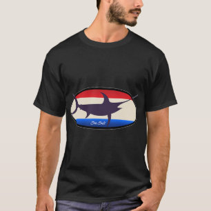 Camiseta Pez Espada Arte Retro Rojo Blanco y Azul