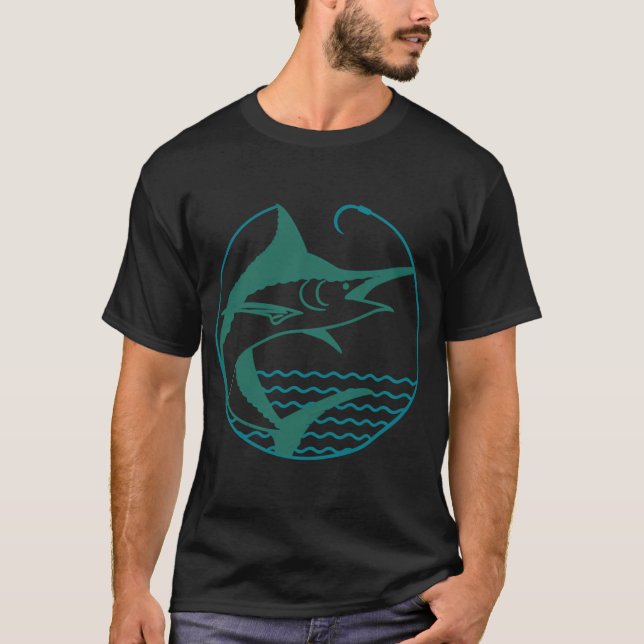Camiseta Pez espada en olas circulares (Anverso)