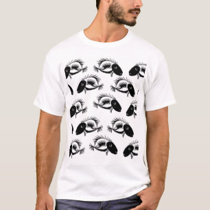 Camiseta Pez Esqueleto Negro Blanco Halloween