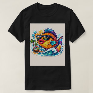 Camiseta Pez Gafas de Sol Divertidas: Pegatina de Océano de