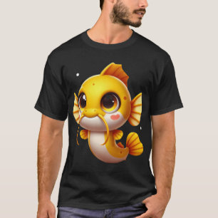 Camiseta Pez Gato Amarillo Adorable de Cabeza de Toro