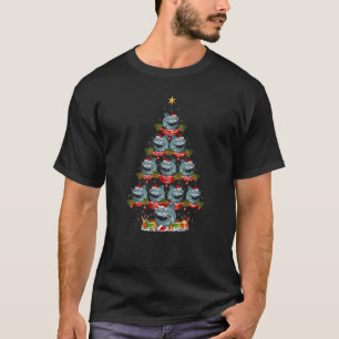 Camiseta Pez Gato Cabeza Plana Santa Navidad Árbol de Navid