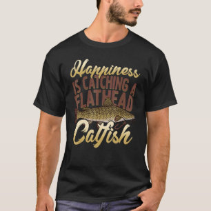 Camiseta Pez Gato de Cabeza Plana Gráfico de Pesca de Agua