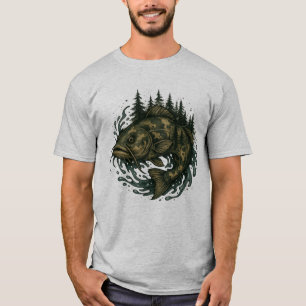 Camiseta Pez Gato Lago Pesca Montañas Pescador Pescado