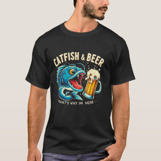 Camiseta Pez Gato Pesca Pez Gato & Cerveza Por Eso Estoy Aq