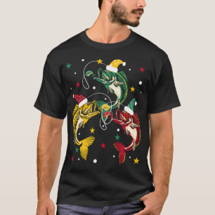 Camiseta Pez Gato Pescando Árbol de Navidad - Gato de Navid