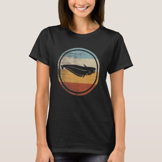 Camiseta Pez Gato Siluro Retro Vintage Pesca (Anverso)