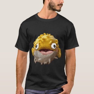 Camiseta Pez globo de ganchillo lindo tonto