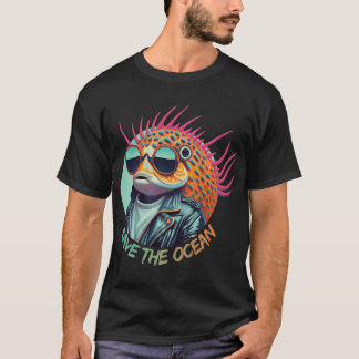 Camiseta Pez globo y pez manchado con gafas de sol