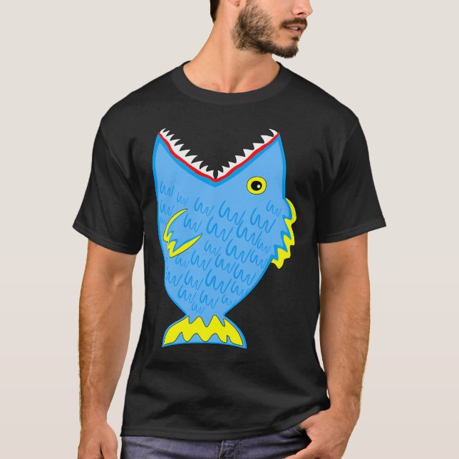 Camiseta Pez grande azul dentudo (Anverso)