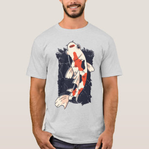 Camiseta Pez Koi Adorable con Colores Rojo Blanco Negro