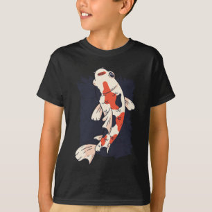 Camiseta Pez Koi Adorable con Colores Rojo Blanco Negro