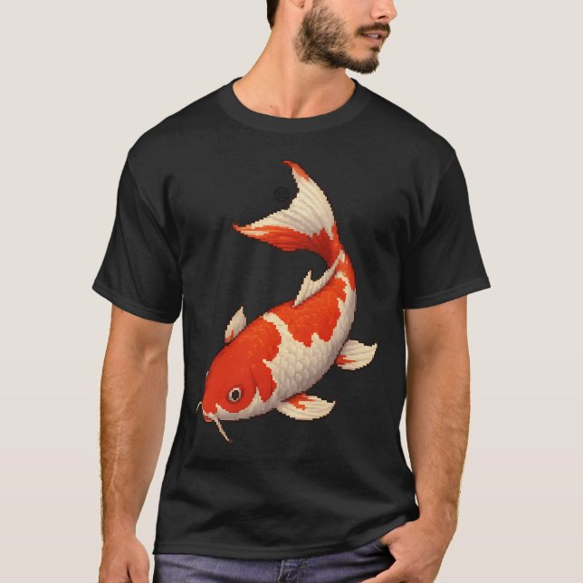 Camiseta Pez Koi - Arte de Pixel - Gráficos 8bit 16bit (Anverso)