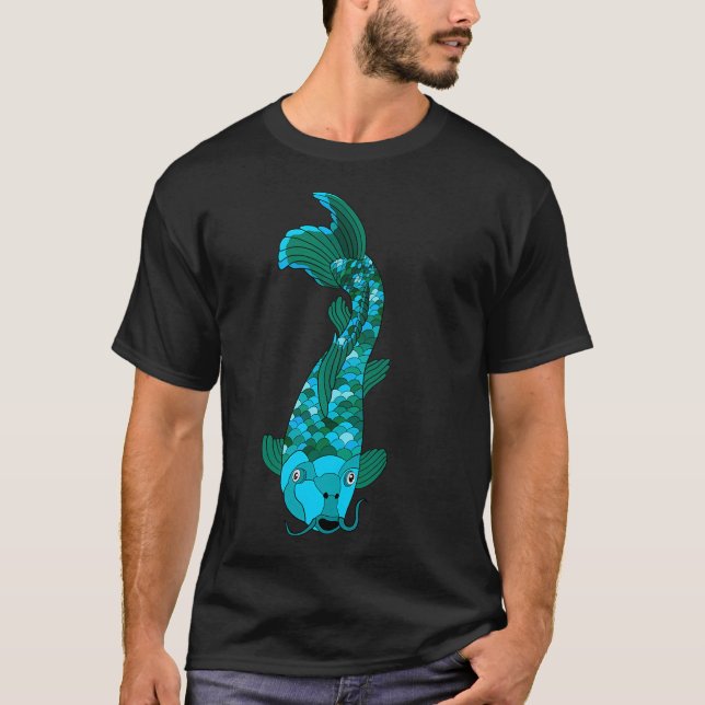 Camiseta Pez koi azul y verde (Anverso)