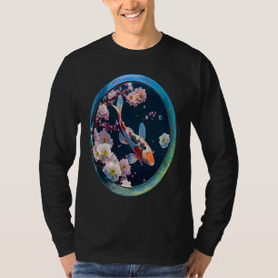 Camiseta Pez koi carpa flor de cerezo pez lente fotografía